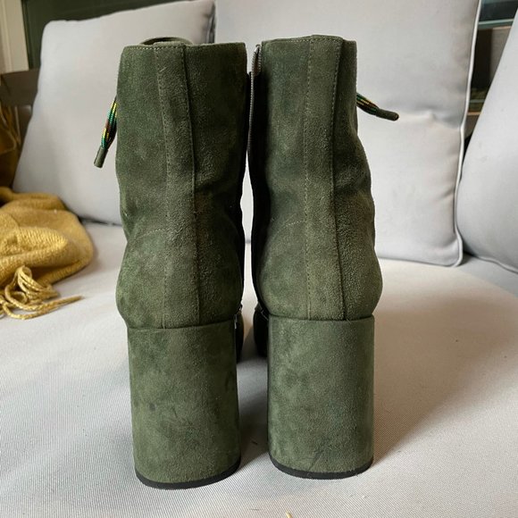Prada Military Green Suede Lace-up Ankle Booties - Picture 5 of 6